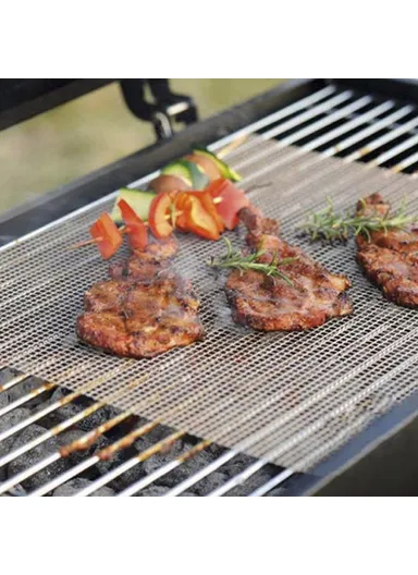 3 PCS High-Temperature Resistant Silica Gels Material BBQ Mat Barbecue Mesh Baking Mat (without Certification) - Black