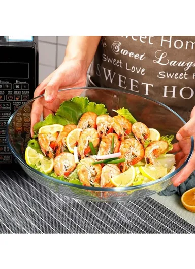 1.6L/2.4L/3L Multifunctional Transparent Oval Borosilicate Glass Trays Set for Baking &amp; Serving KPT-01 