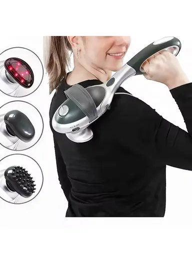 22W Powerful Infrared Body Massager With 2 Massage Heads, Detachable Handle &amp; Hand Strap For Shoulders Body Feet Neck Massage TK-2014 (L40 x W10.5 x H11.5)cm