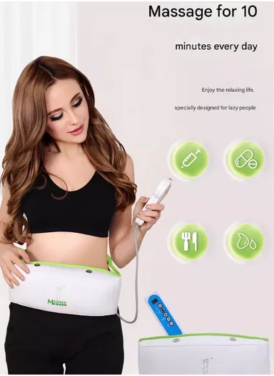 12W Adjustable Size Heating Massage Belt, Slimming Belt with Remote Control, LED Display, Adjustable Intensity, Timer &amp; Auto/Manual Modes, Slimming Machine, Waist Fat Tool, Abdominal Massager, Vibration Belt HJ-BQ006