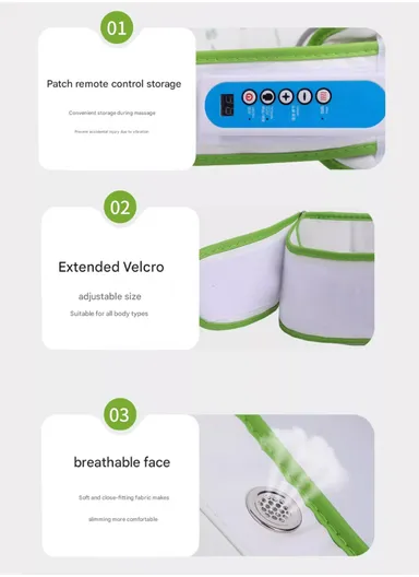 12W Adjustable Size Heating Massage Belt, Slimming Belt with Remote Control, LED Display, Adjustable Intensity, Timer &amp; Auto/Manual Modes, Slimming Machine, Waist Fat Tool, Abdominal Massager, Vibration Belt HJ-BQ006