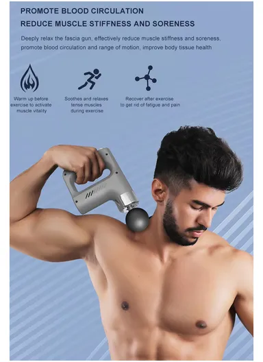 20W Deep Percussion Massager Gun Muscle Relax Mini Massage Gun USB Charge Body With 4 Massage Heads &amp; 5 Speed Settings