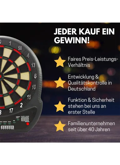 1-8 Players 27 Games Electrice Dartboard, Dart Board Set, Electronic Darts Set with LCD Scoring Screen, Voice Score Reader, 202 Variations &amp; 12 Darts HJ-70024 (W37 x D2 x H43)cm 