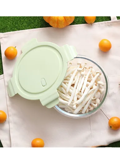 950ml Scratches &amp; Stains Resistant Borosilicate Round Glass Food Storage Container Suitable for Leftovers &amp; Meal Preps BX3001 (D17 x H7)cm - Blue