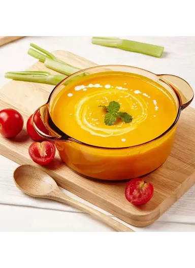 2.5L Durable &amp; Heat Resistant Glass Pot with Lid Compatible with Oven &amp; Microwave SJB-2500MIA-HP (D19 x H11.5)cm - Amber / Type A