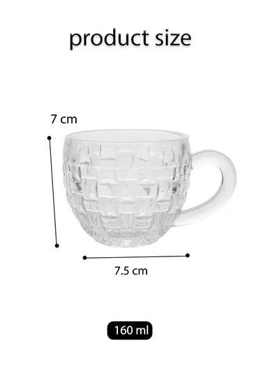 160ml 6 Pcs Elegant Round Glass Mugs With Comfortable Handle Suitable For Hot &amp; Cold Beverages ZB448 