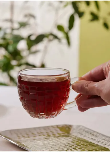 160ml 6 Pcs Elegant Round Glass Mugs With Comfortable Handle Suitable For Hot &amp; Cold Beverages ZB448 