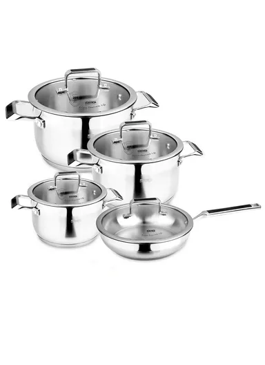 8Pcs 20/24/28cm Casseroles + 24cm FryPan Stainless Steel Cookware Set CS002-S04