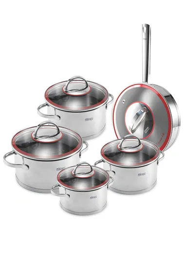 10Pcs 18/20/24/26cm Casseroles + 28cm FryPan Stainless Steel Cookware Set CS003-S07
