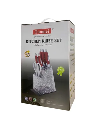 7pcs Kitchen Knife Set With Scissors &amp; Stand - Black