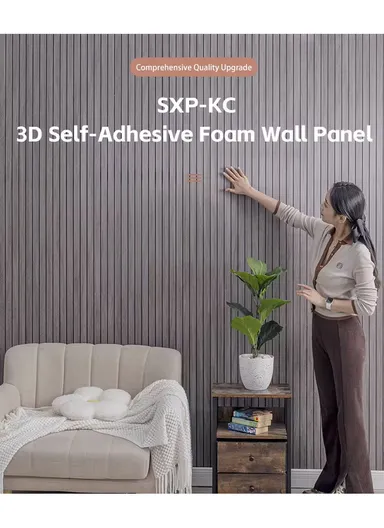 3x0.6m Three-Dimensional Waterproof Moisture-Proof &amp; Anti-Collision Foam Removable Wall Panel Self Adhesive WB-KC-0004-8 - Grey