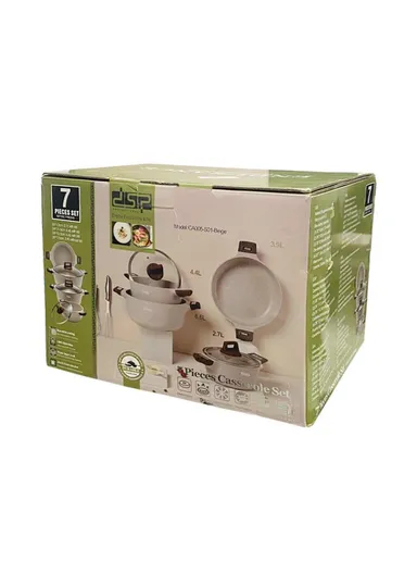 7 Pcs 20/24/28/28cm Casserole Non-Stick Die-Casting Set with 3 Lids CA005-S01 - Beige