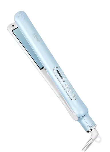 45W 5 Heat Settings 220°C Digital Tourmaline Aluminum Curved Plate Hair Straightener 10221 - Blue