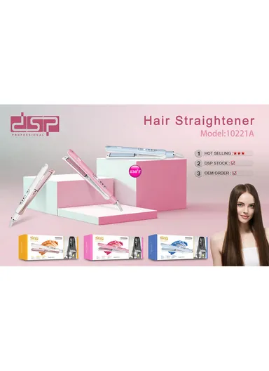 45W 5 Heat Settings 220°C Digital Tourmaline Aluminum Curved Plate Hair Straightener 10221 - Blue