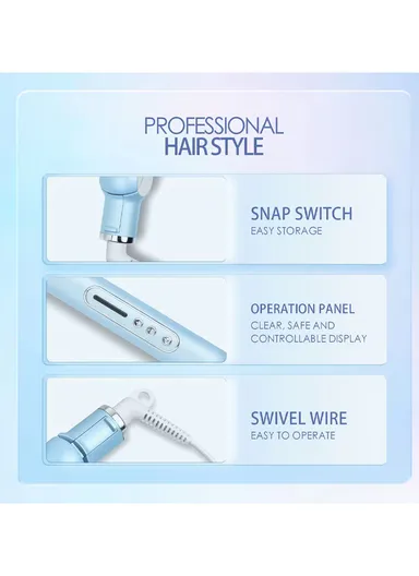 45W 5 Heat Settings 220°C Digital Tourmaline Aluminum Curved Plate Hair Straightener 10221 - Blue