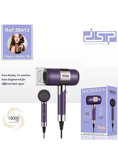 1800W 2 Temperature &amp; Speeds Settings Hair Dryer With Air Nozzle 30413 