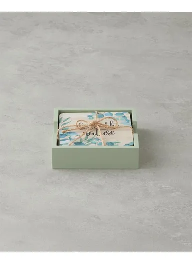 Gum Wood 7 Piece Coaster Colorful