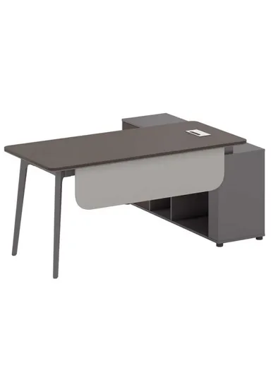 Durable MDF + Metal L-Shaped Desk With Side Cabinet Easy Assembly &amp; Maximum Space Utilization For Office, Study &amp; Gaming (L180 x W150 x H76)cm