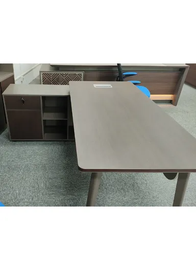 Durable MDF + Metal L-Shaped Desk With Side Cabinet Easy Assembly &amp; Maximum Space Utilization For Office, Study &amp; Gaming (L180 x W150 x H76)cm