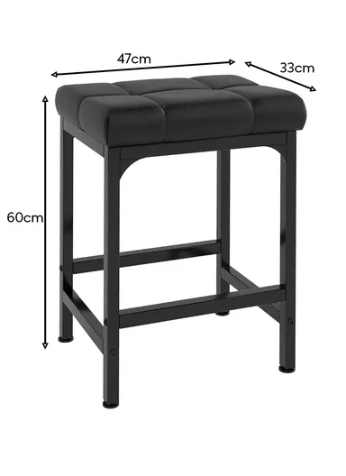 Rectangle PU + Metal seat stool with High-Density Foam Cushion, Durable Metal Frame &amp; Space-Saving Design (W47 x D33 x H60)cm