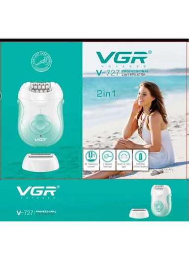 600mAh Rechargeable 2-Speed Settings Professional Lady Epilator 2in1 V-727- Blue