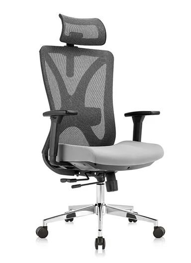 Extra Comfort Office Chair, Ergonomic Desk Chair with Reclining &amp; Locking Function, Cloth Hanger, Sliding Seat, Lumbar Support, 2D Headrest &amp; 3D Armrest - Grey