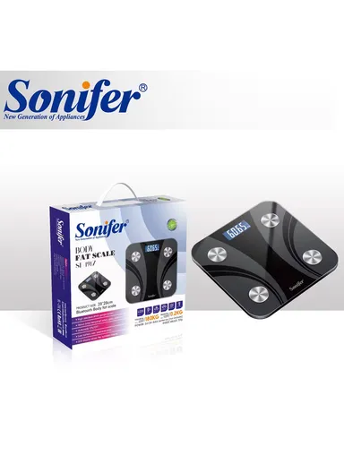 180kg Max Load Smart Digital Body Fat Scale with Multi-Body Analysis &amp; LCD Display SF-1916 (L28 x W28)cm - Black / Style 2