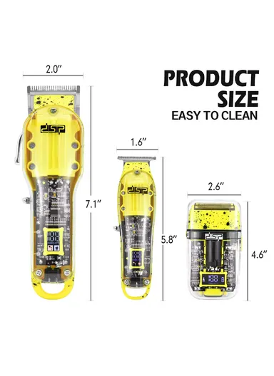 Rechargeable Professional Grooming Barber Kit Set, Hair Clipper, Trimmer &amp; Shaver with LED Display, Guide Comb &amp; Plug-and-Play Feature 80105 - Green