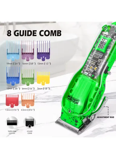 Rechargeable Professional Grooming Barber Kit Set, Hair Clipper, Trimmer &amp; Shaver with LED Display, Guide Comb &amp; Plug-and-Play Feature 80105 - Green