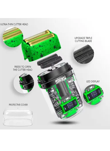Rechargeable Professional Grooming Barber Kit Set, Hair Clipper, Trimmer &amp; Shaver with LED Display, Guide Comb &amp; Plug-and-Play Feature 80105 - Green