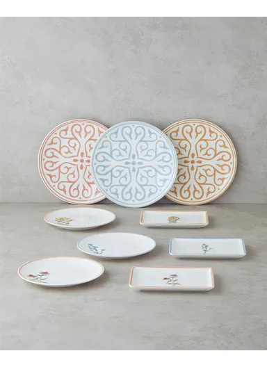 Calypso Porcelain Breakfast And Presentation Set 18 Pieces 6 Persons Colorful