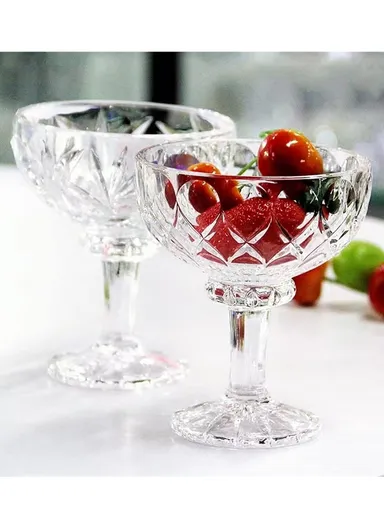 200ml 6Pcs Ice Cream Clear Crystal Glass Bowls for Fruit, Sundae, Snack &amp; Cocktail