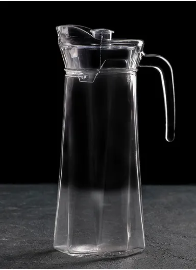 1.2L Nonagon Shape Base Glass Jug With Highly Efficient Handle &amp; Plastic Lid BMJ-190A