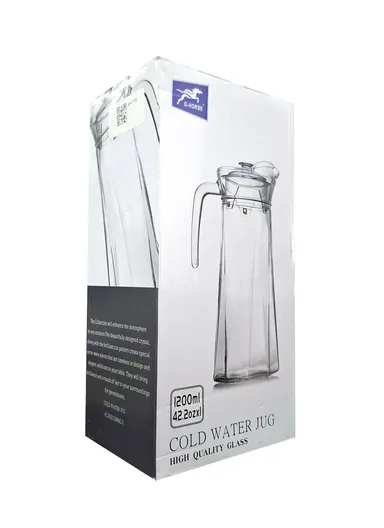1.2L Nonagon Shape Base Glass Jug With Highly Efficient Handle &amp; Plastic Lid BMJ-190A