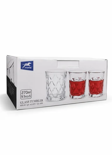 270ml Crystal Transparent Round Glass Cups with Sturdy Base &amp; Smooth Rim for Beverages BM6011LX