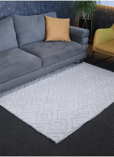 120x180cm Anti-Slip Luxurious Rabbit Fur Shaggy Rug Cozy, Soft &amp; Modern Decor - Grey