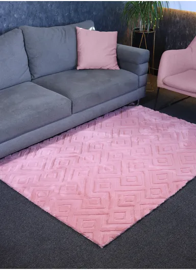 120x180cm Anti-Slip Luxurious Rabbit Fur Shaggy Rug Cozy, Soft &amp; Modern Decor - Pink
