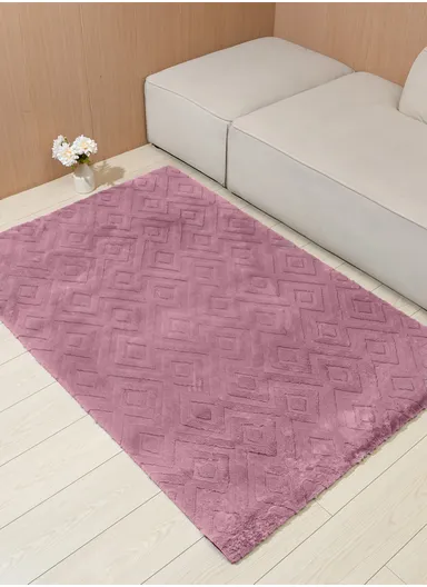 120x180cm Anti-Slip Luxurious Rabbit Fur Shaggy Rug Cozy, Soft &amp; Modern Decor - Pink