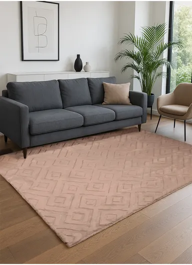 120x180cm Anti-Slip Luxurious Rabbit Fur Shaggy Rug Cozy, Soft &amp; Modern Decor - Camel