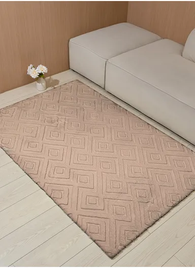 120x180cm Anti-Slip Luxurious Rabbit Fur Shaggy Rug Cozy, Soft &amp; Modern Decor - Camel