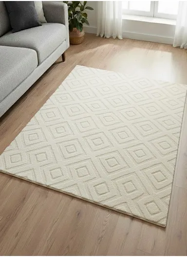 180x230cm Anti-Slip Luxurious Rabbit Fur Shaggy Rug Cozy, Soft &amp; Modern Decor - Off-White