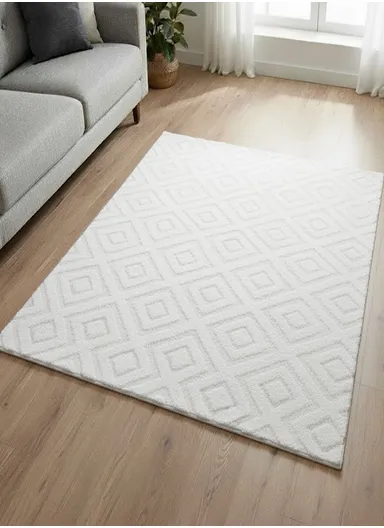 180x230cm Anti-Slip Luxurious Rabbit Fur Shaggy Rug Cozy, Soft &amp; Modern Decor - White