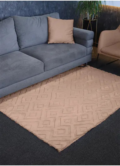 180x230cm Anti-Slip Luxurious Rabbit Fur Shaggy Rug Cozy, Soft &amp; Modern Decor - Camel