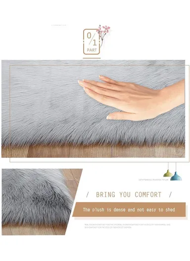 60x90cm Anti-Slip Modern Shaggy Mat With Long Hair - Red