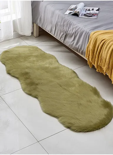 60x120cm Anti-Slip Modern Shaggy Mat With Long Hair - Drak Green