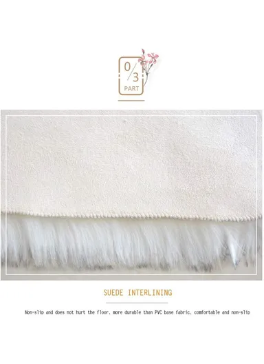 120cm Anti-Slip Round Modern Shaggy Mat With Long Hair - Off White &amp; Black