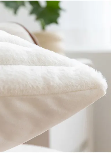 43x43cm Rabbit Fur Large Thick Strip Pillowcase - Pink