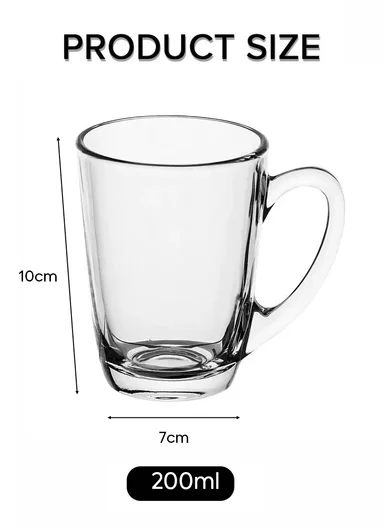200ml 6PCS Elegant Set Glass Cups With Comfortable Grip For Various Types of Beverages BM21307