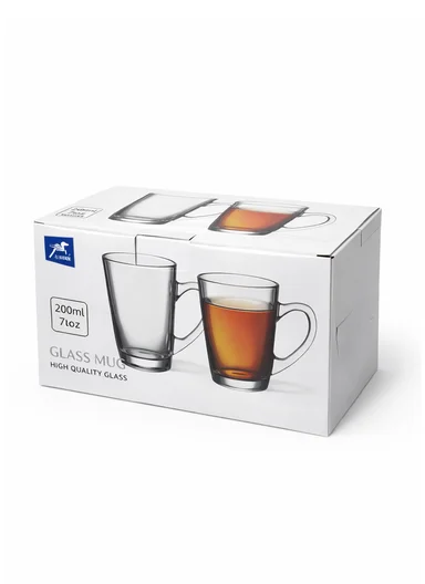 200ml 6PCS Elegant Set Glass Cups With Comfortable Grip For Various Types of Beverages BM21307