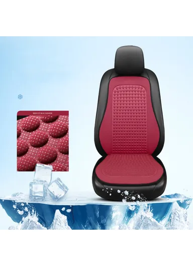 2 Sets Car Front Seat Cover + Backrest Pad Cool Breathable Fatigue Relief Vehicle Seat Pad - Red